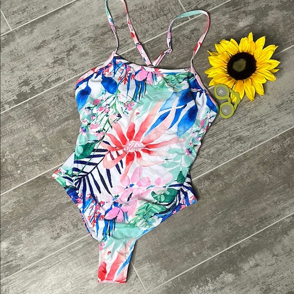 Pink and Blue One Piece Swimwear - Picture 1 of 6